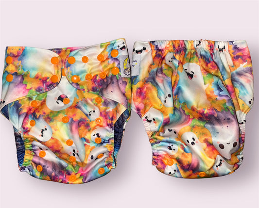 Rainbow Ghosts- Extended One Size Pocket Diaper